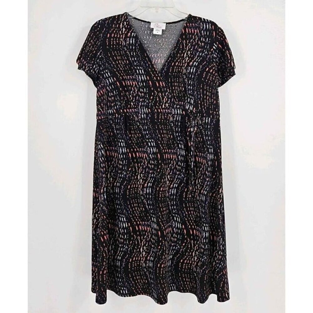 OH BABY by Motherhood Faux Wrap Confetti Print Dress Drawstring Tie Waist Sz M